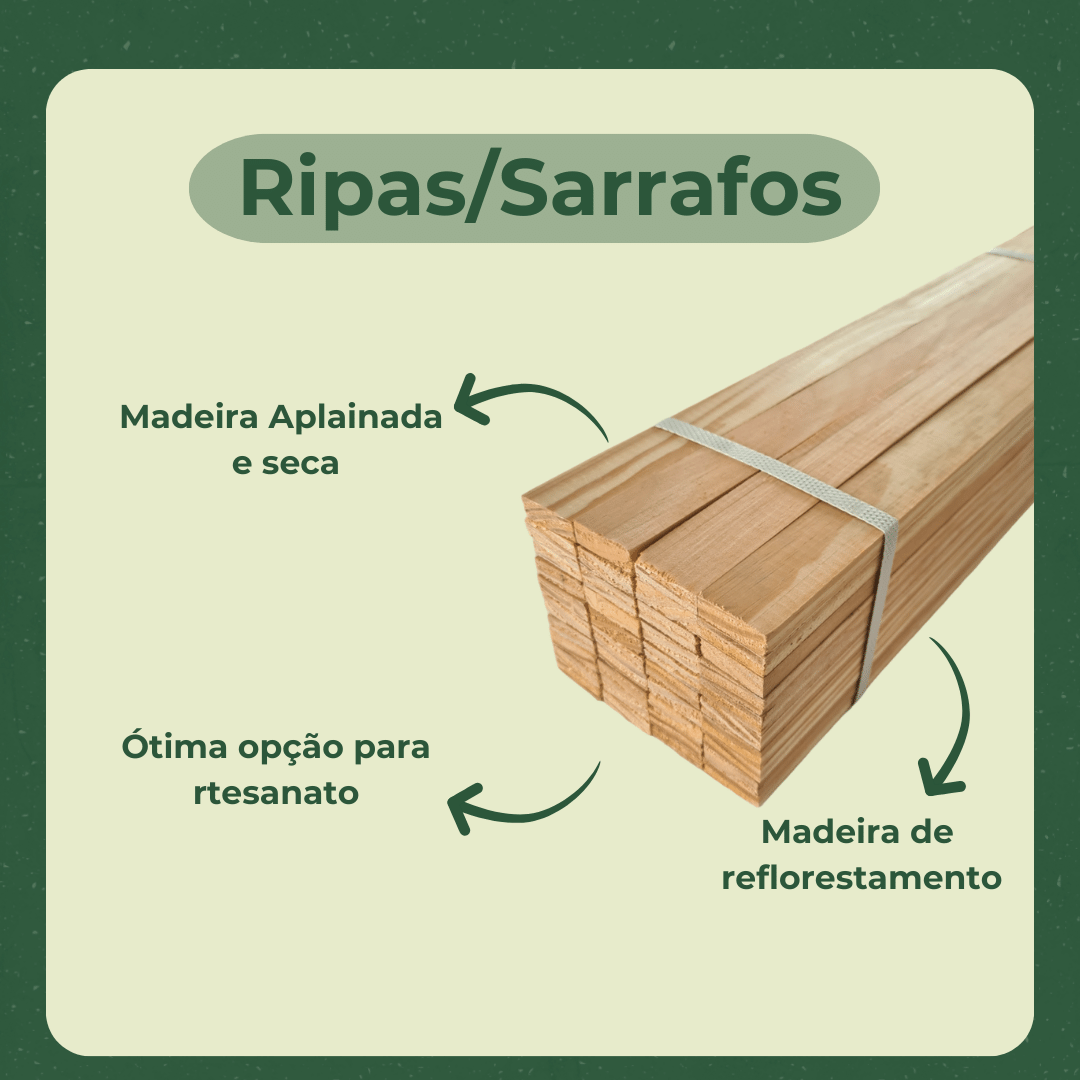 40 Ripas/Sarrafos de 1x3x50 cm Madeira de Pinus - 2