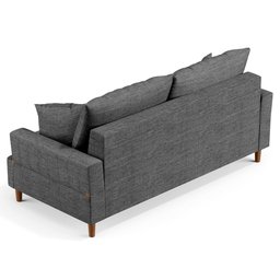 Sofá 3 Lugares 200cm com Almofadas Veras D05 Linho Cinza Escuro - Mpozenato - 6