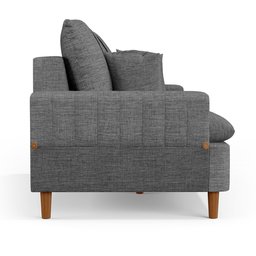 Sofá 3 Lugares 200cm com Almofadas Veras D05 Linho Cinza Escuro - Mpozenato - 3