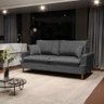 Sofá 3 Lugares 200cm com Almofadas Veras D05 Linho Cinza Escuro - Mpozenato - 2
