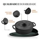 Ver imagem 2 de Caçarola Oval Estilo Preta Alça e Tampa de Ferro 26x20x15cm 3,5l – Panela Mineira