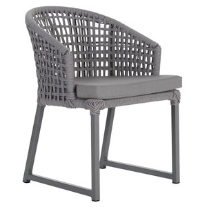 1 Cadeira Noronha Aluminio Micro Pintura Grafite, Tr. Telinha Corda Nautica Grafite, Estofado -