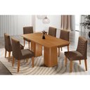 Ver imagem 1 de Sala Jantar Mesa Maldivas Tampo Curvo 180cm+6 Cadeiras Maldivas Madeira Naturale - Capuccino/suede
