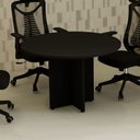 Ver imagem 1 de Mesa de Reunião Redonda 110cm x 110cm com 4 Lugares e Pés Painel para Escritório Corporate Preto
