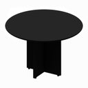 Ver imagem 2 de Mesa de Reunião Redonda 110cm x 110cm com 4 Lugares e Pés Painel para Escritório Corporate Preto