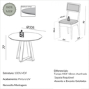 Ver imagem 3 de Conjunto Sala de Jantar Mesa Redonda 105cm com 4 Cadeiras MDF Estofadas Carvalho Rosé/Bege Claro
