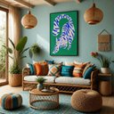 Ver imagem 5 de Quadro Canvas Gato Estilizado Green 60X40cm Mold Branca