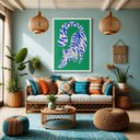 Ver imagem 4 de Quadro Canvas Gato Estilizado Green 60X40cm Mold Branca