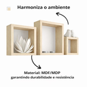 Ver imagem 2 de Nicho para Quarto Quadrado Banheiro Prateleira Mdf Kit 3 Pc - Amarelo