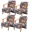 Ver imagem 1 de Kit 4 Poltronas Venus 1 Lugar Braço Madeira Maciça Tecido Suede Unidecor Retro Bar 107