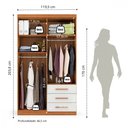 Ver imagem 6 de Guarda Roupa Solteiro 4 Portas 3 Gavetas Advantage Freijó e Off White Batrol
