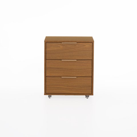 Mesa de Cabeceira Stella 3 Gavetas com Rodízio 50 cm X 40 cm Louro Freijó