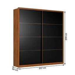 Guarda Roupa Casal Belga 2 Portas Madeira - Élpis Móveis - Nogueira Touch/preto Prime Tx - 4