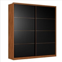Guarda Roupa Casal Belga 2 Portas Madeira - Élpis Móveis - Nogueira Touch/preto Prime Tx - 2