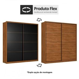 Guarda Roupa Casal Belga 2 Portas Madeira - Élpis Móveis - Nogueira Touch/preto Prime Tx - 3