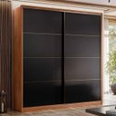 Ver imagem 1 de Guarda Roupa Casal Belga 2 Portas Madeira - Élpis Móveis - Nogueira Touch/preto Prime Tx