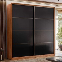 Guarda Roupa Casal Belga 2 Portas Madeira - Élpis Móveis - Nogueira Touch/preto Prime Tx - 1