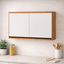 Ver imagem 1 de Armario Aereo 80cm 2 Portas  Macadamia Freijo Branco Telasul