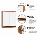 Ver imagem 4 de Armario Aereo 80cm 2 Portas  Macadamia Freijo Branco Telasul