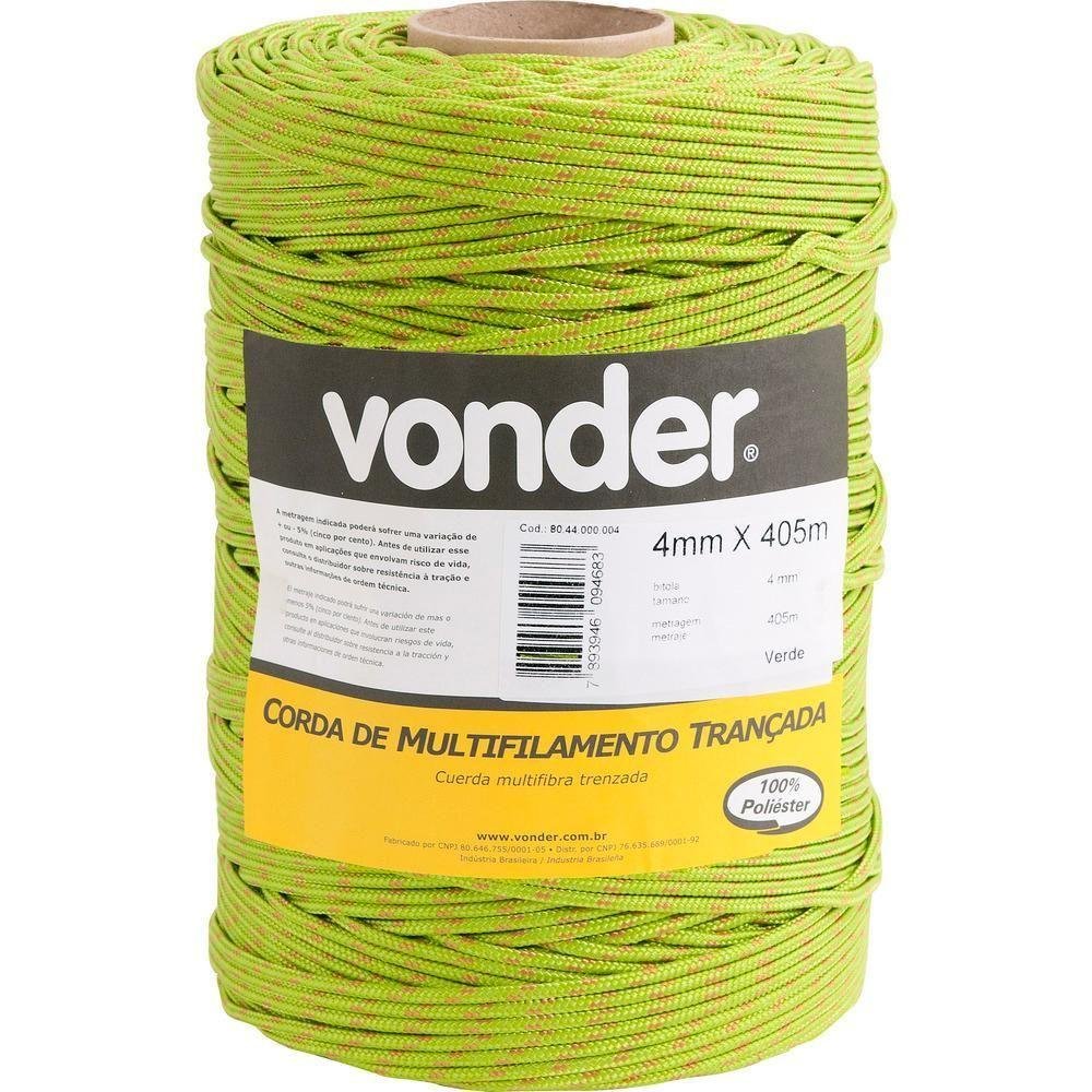 Corda Multifilamento Trançada 6,0mm 4,5kg 173 Metros Verde P