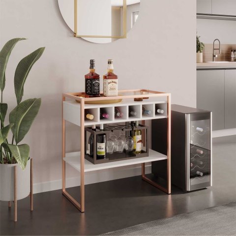 Adega com Prateleira Suzy Branco Cobre