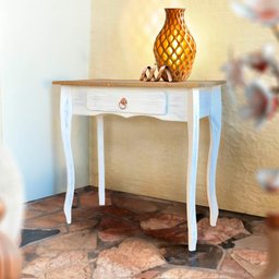 Balcão Rústico Madeira Maciça 1 Gaveta Branco Garapa D230 Shop Jm - 1