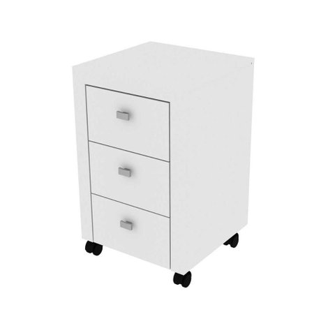 Conjunto para Escritório com Mesa Gaveteiro Estante e Balcão 2 Portas 3 Gavetas MDP Branco Tecno