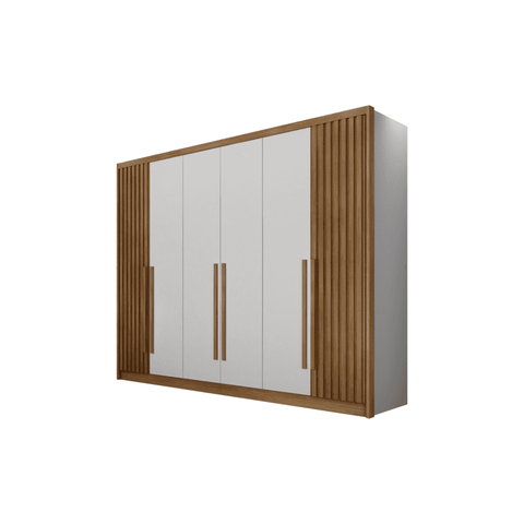 Guarda Roupa Casal 6 Portas 8 Gavetas - Maldivas Ripado-branco - Móveis Novo Horizonte