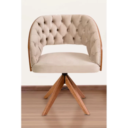 Poltrona Decorativa Mari Laminada Pé Giratório de Madeira Capitonê - Gustavo Decor - 2