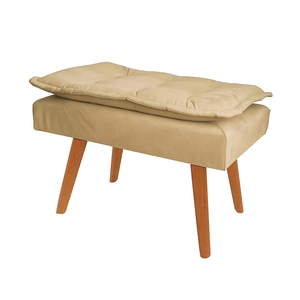 Banqueta Puff Decorativo Opala Bege Pé Palito