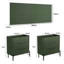 Ver imagem 2 de Conjunto Cabeceira Casal Painel 280cm com 2 Mesas MDF Musgo com Preto Casa Lar Shop