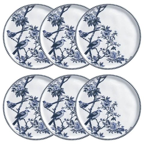 Jogo 6 Pratos Sobremesa 21cm Bio Rouxinol Porto Brasil Cerâmica Stonerawe Mesa Posta