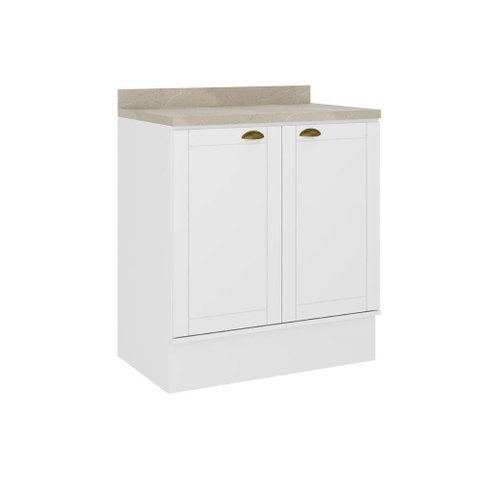 Balcão de Cozinha C/ Tampo Bella 2609 C/ 2 Portas 80cm Branco - Carraro