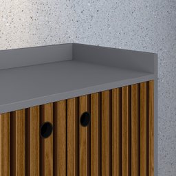 Aparador Cantinho do Café com Três Portas Wood New:cinza/ripado - 5