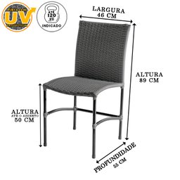 Cadeira Havaí em Fibra Sintética Trama Dupla Artesanal para Área de Churrasco - Cinza Estonado - 3 Cadeira Havaí em Fibra Sintética Trama Dupla Artesanal para Área de Churrasco - Cinza Estonado - 3