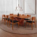 Ver imagem 1 de Conjunto de Jantar Venus 8 Lugares Tampo MDF Cadeiras Viena Gold Estofadas Linho Imbuia Moderna