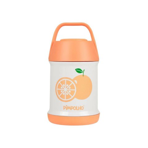 Pote Termico Inox 450ml Bege/laranja - Pimpolho