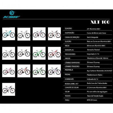 Bicicleta Aro 29 Ksw Xlt 21 Marchas Shimano e Freios a Disco - Preto-prata - 15"