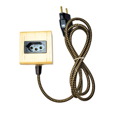 Extensão Madeira Régua Elétrica 1 Tomada Preta