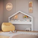 Ver imagem 1 de Livreiro Infantil com Moldura de Casinha 2,0m Prateleiras Suspensas Cor:Branco