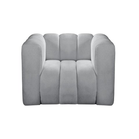 Poltrona Mona Decorativa Moderna Sala de Estar Recepção Bouclê Cinza