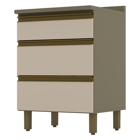 Balcão de Cozinha Évelin 3 Gavetas 60 Cm Duna Cristal – Henn
