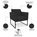 Ver imagem 5 de Sofá Namoradeira e 2 Poltronas Base Industrial Preto Ana Veludo Preto - Ibiza