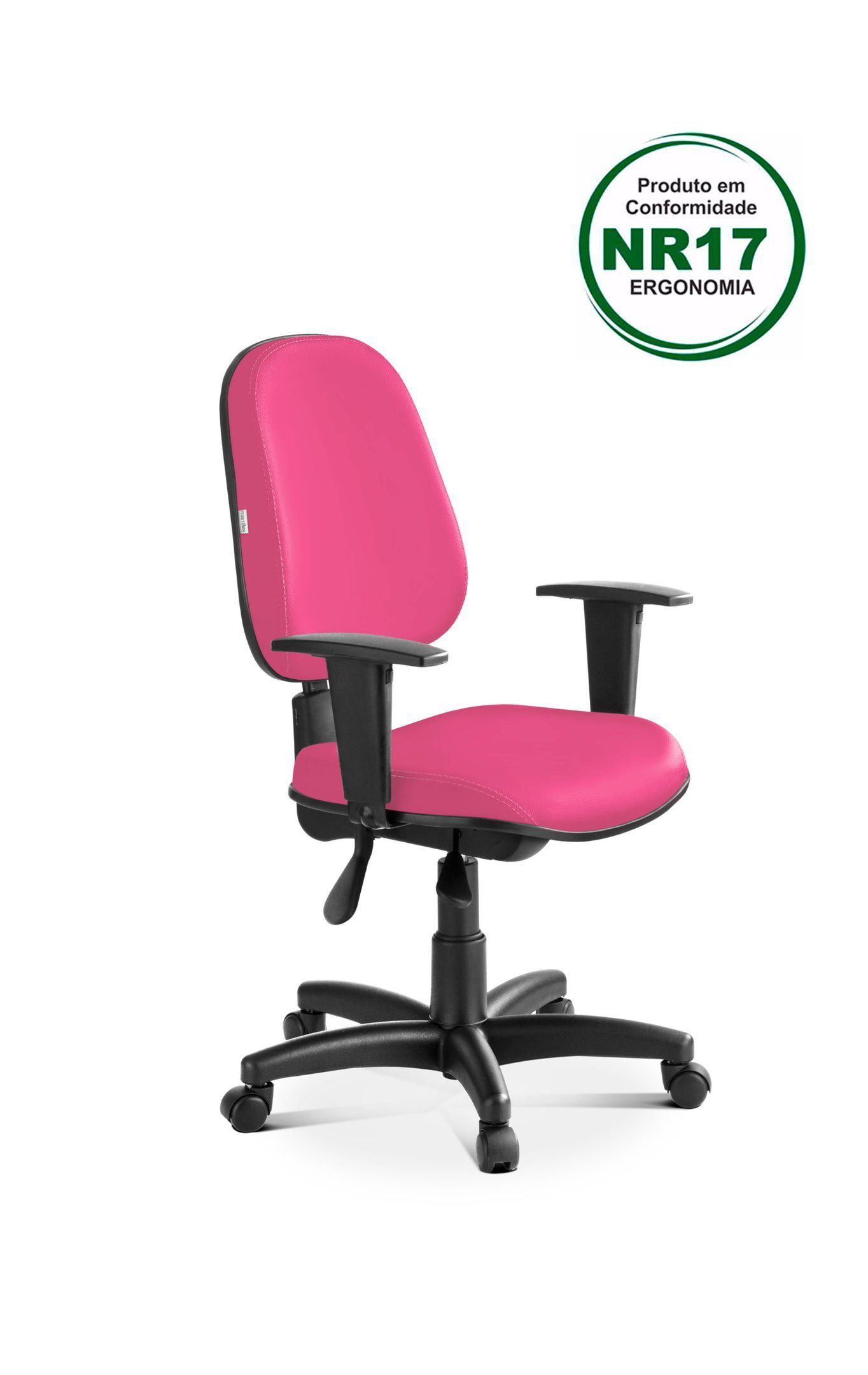 Cadeira de Escritório Executiva Premium Nr17 Rosa Pink Ergonômica com Inclinação - 4