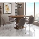 Ver imagem 1 de Mesa Jantar Londres Retangular Amêndoa 137x90cm 6 Cadeiras Estofadas Nude Médio Ferro Branco