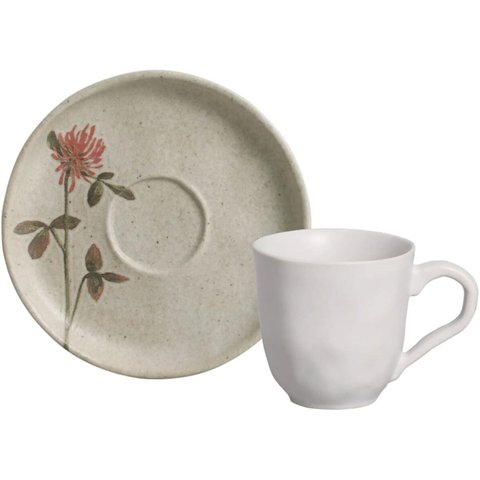Xícara de Café com Pires Bio Stoneware Campestre 120ml Porto Brasil