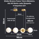 Ver imagem 6 de Lustre Pendente 4 Globos 90cm X 88cm Jabuticaba Dourada Luminária Teto Gimpo Kjdd-e-544-gold-milky-4