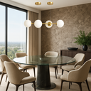 Ver imagem 5 de Lustre Pendente 4 Globos 90cm X 88cm Jabuticaba Dourada Luminária Teto Gimpo Kjdd-e-544-gold-milky-4