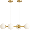 Ver imagem 1 de Lustre Pendente 4 Globos 90cm X 88cm Jabuticaba Dourada Luminária Teto Gimpo Kjdd-e-544-gold-milky-4