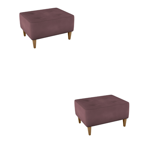 Kit 2 Puff Decorativo Piva Suede Rose